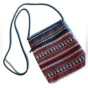 Bohemian Multicolored Striped Knit Lightweight Mini Crossbody Bag